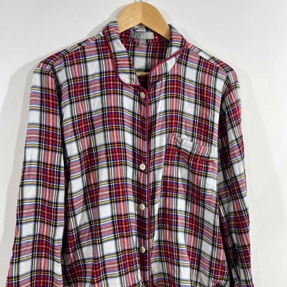 J.Crew Preppy Old Money Holiday Plaid Pajama Set Long Sleeve Top Pants Medium